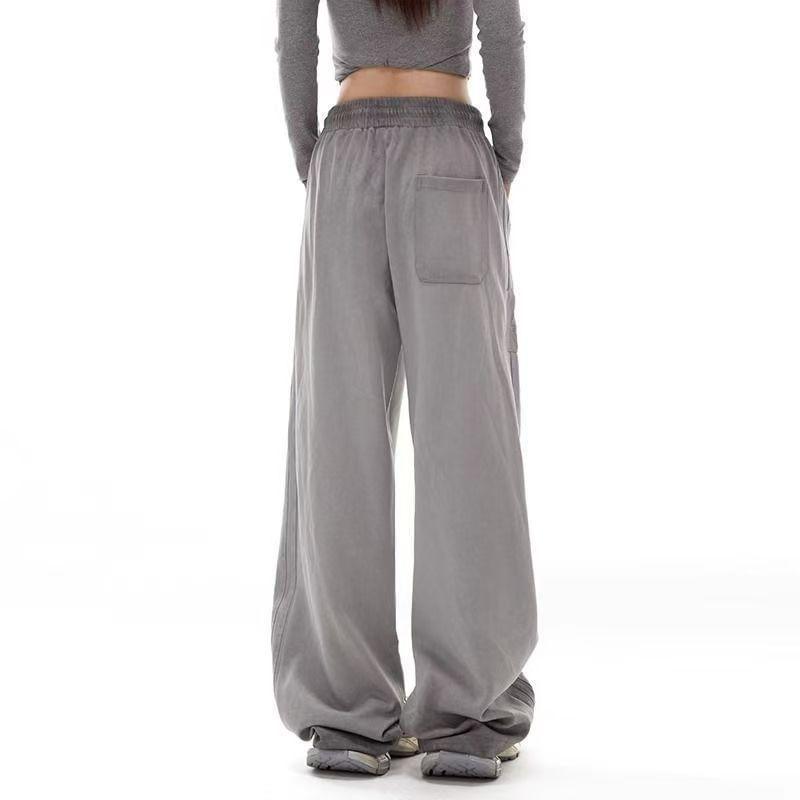 Drawstring Waist Striped Wide Leg Sweatpants Product Image