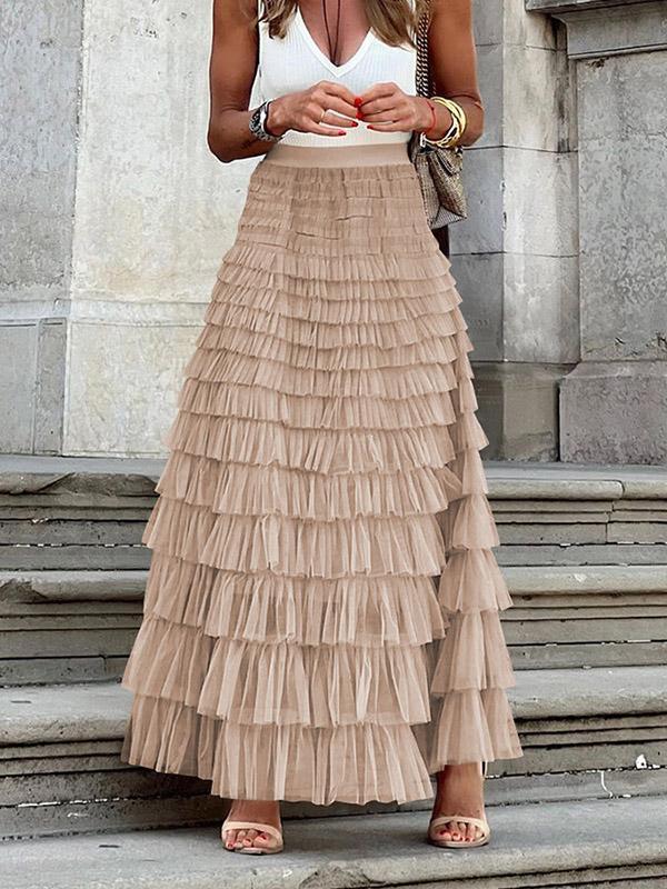 A-Line High Waisted Solid Color Tulle Skirts Bottoms product image