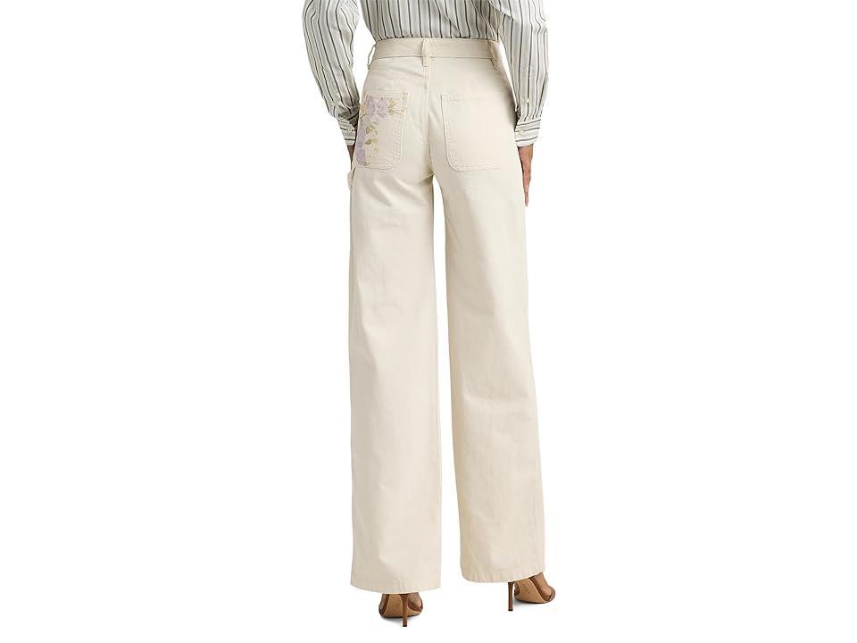 LAUREN Ralph Lauren Floral High-Rise Wide-Leg Jeans in Mascarpone Cream Wash (Mascarpone Cream Wash) Women's Jeans Product Image