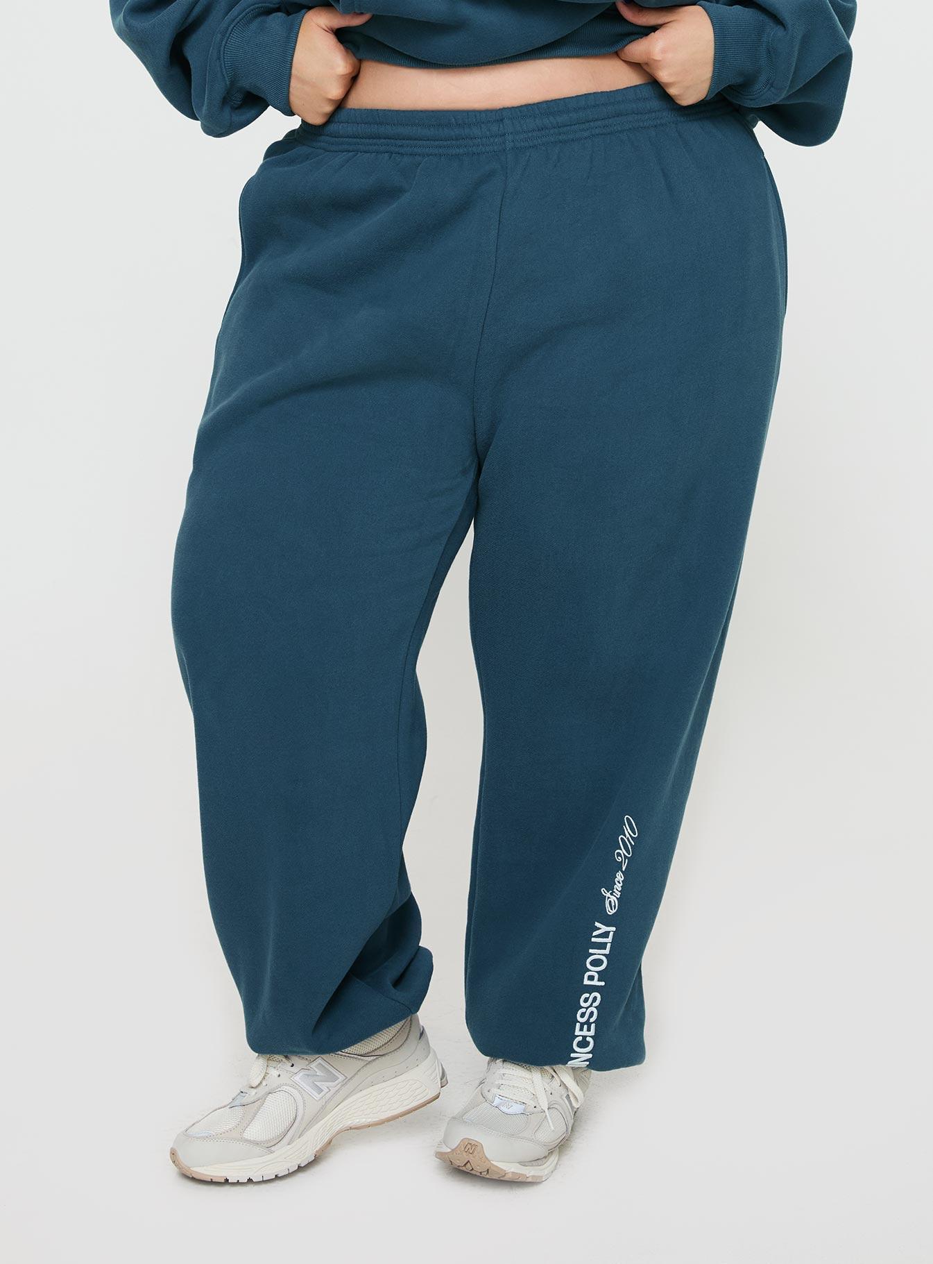 Princess Polly Track Pants Block / Cursive Text Slate Curve Product Image