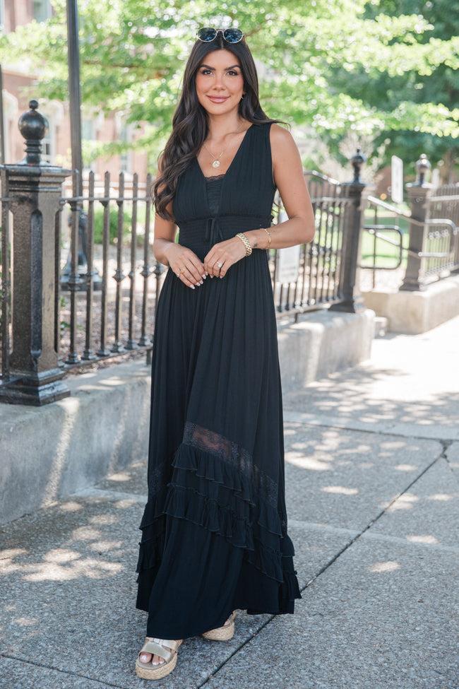 Lucky To Have You Black Sleeveless Maxi Dress Product Image