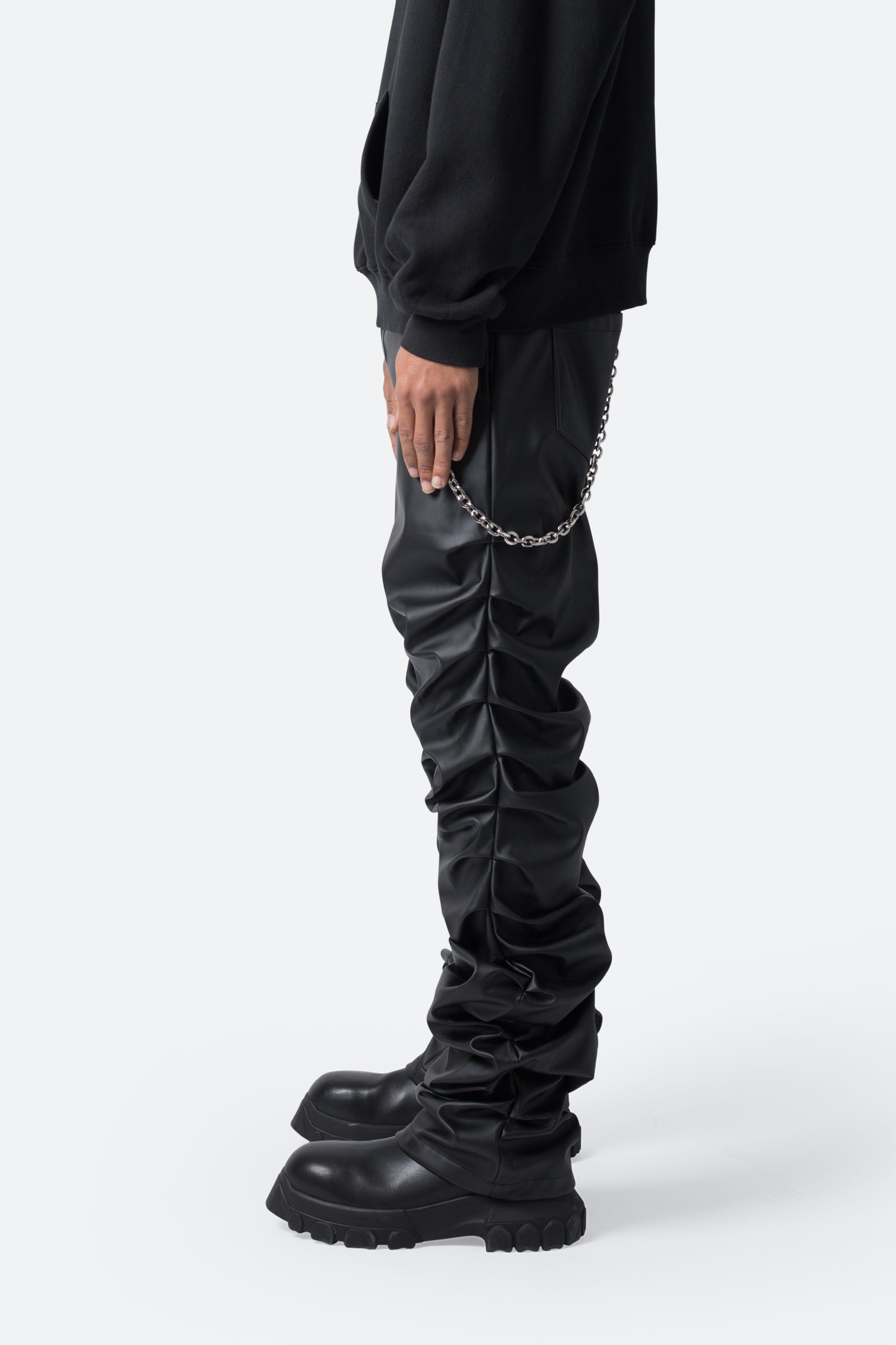 Stacked Leather Pants - Black Product Image