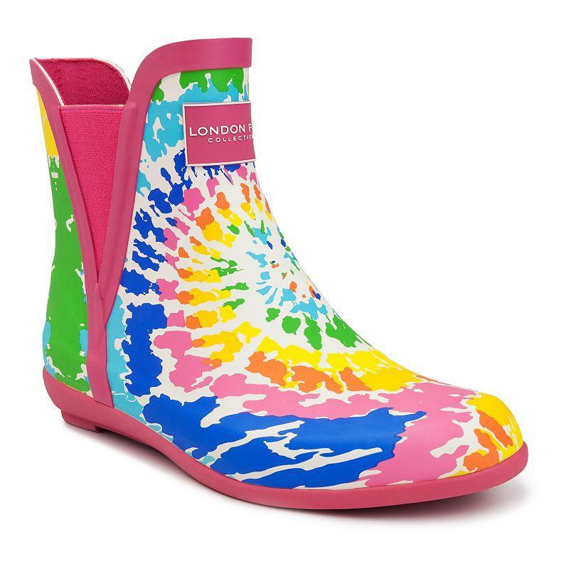 London Fog Piccadilly Womens Waterproof Rain Boots Pink Tie Dye Product Image