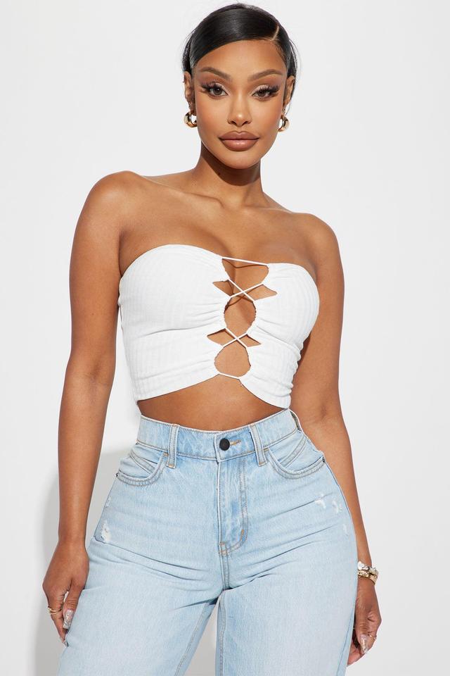 Felt Cute Might Delete Tube Top - White Product Image