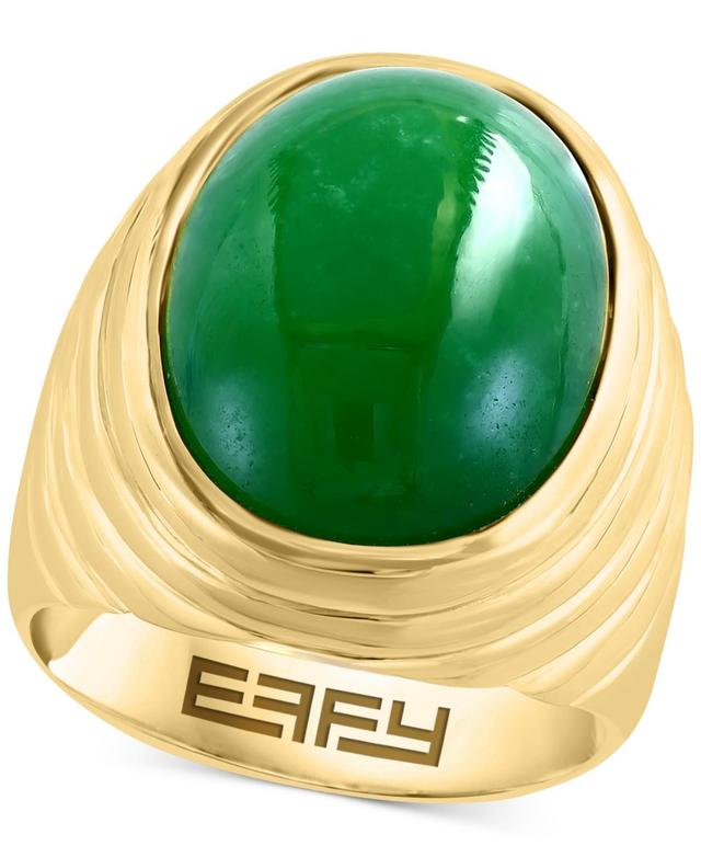 Effy Mens Dyed Jade Cabochon Ring in Gold-Plated Sterling Silver Product Image