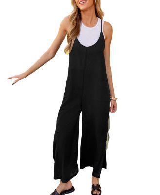 Cupshe Womens Black Sleeveless Wide Leg Pocket Jumpsuit Product Image