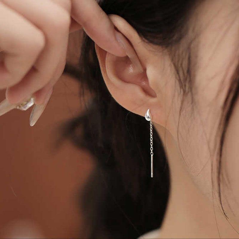 925 Sterling Silver Tear Drop Threader Earring Product Image