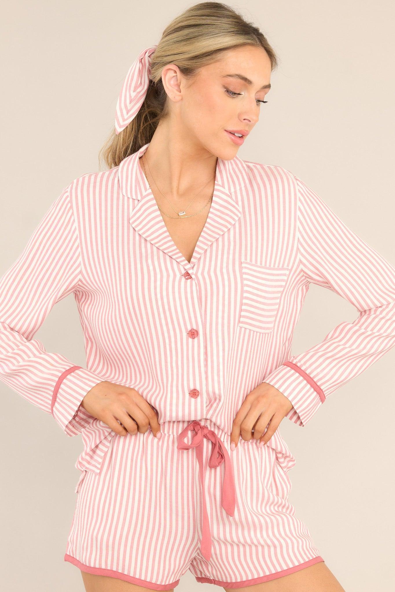 PJ Salvage Stripe Hype Pink PJ Top Product Image