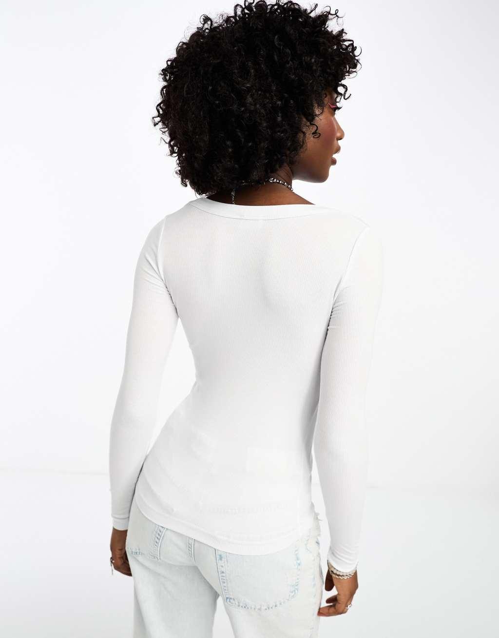 Cotton On ribbed scoop neck long sleeve top Product Image