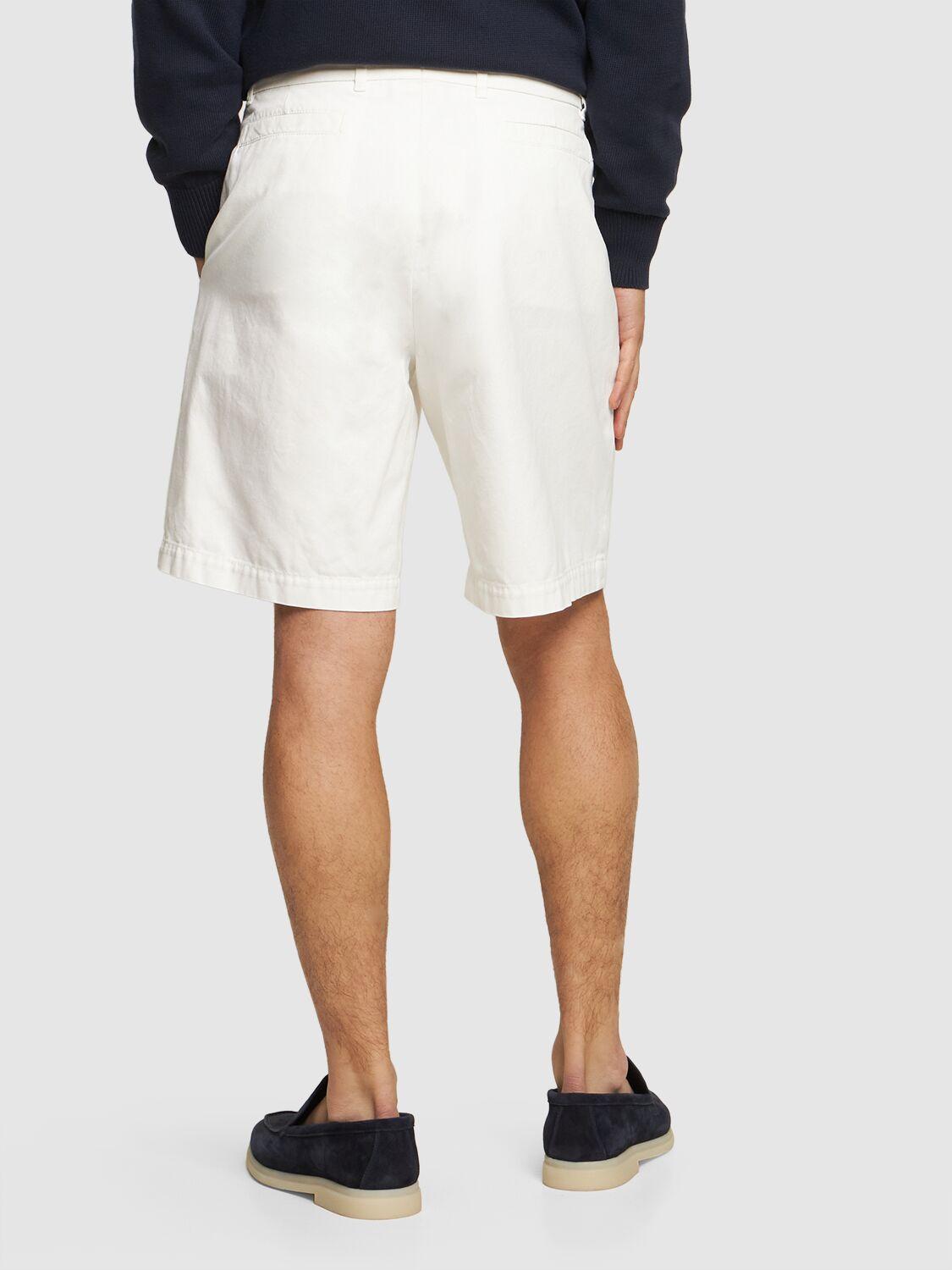 Dyed Cotton Bermuda Shorts In White Product Image