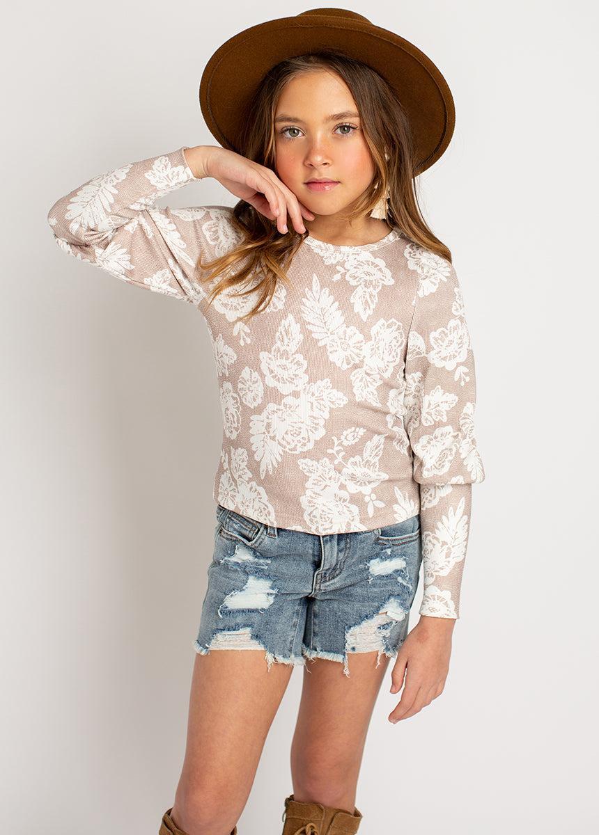 Lynne Top in Neutral Floral Product Image