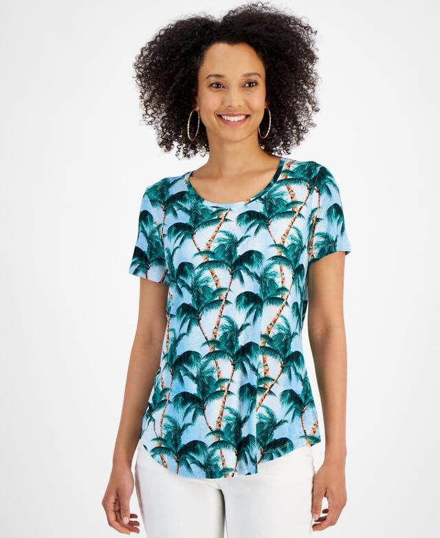 Jm Collection Womens Printed Scoop-Neck Short-Sleeve Top, Created for Macys Product Image