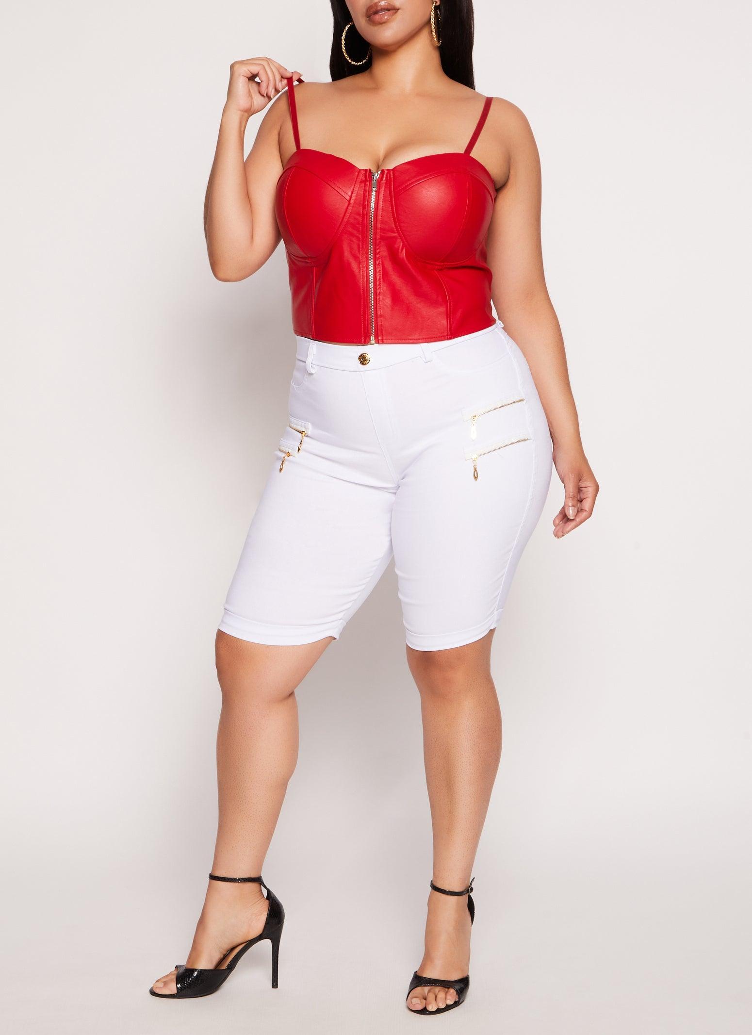 Womens Plus Size Four Zipper Detail Bermuda Shorts Product Image