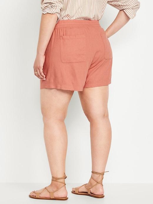 High-Waisted Linen-Blend Pull-On Shorts -- 3.5-inch inseam Product Image