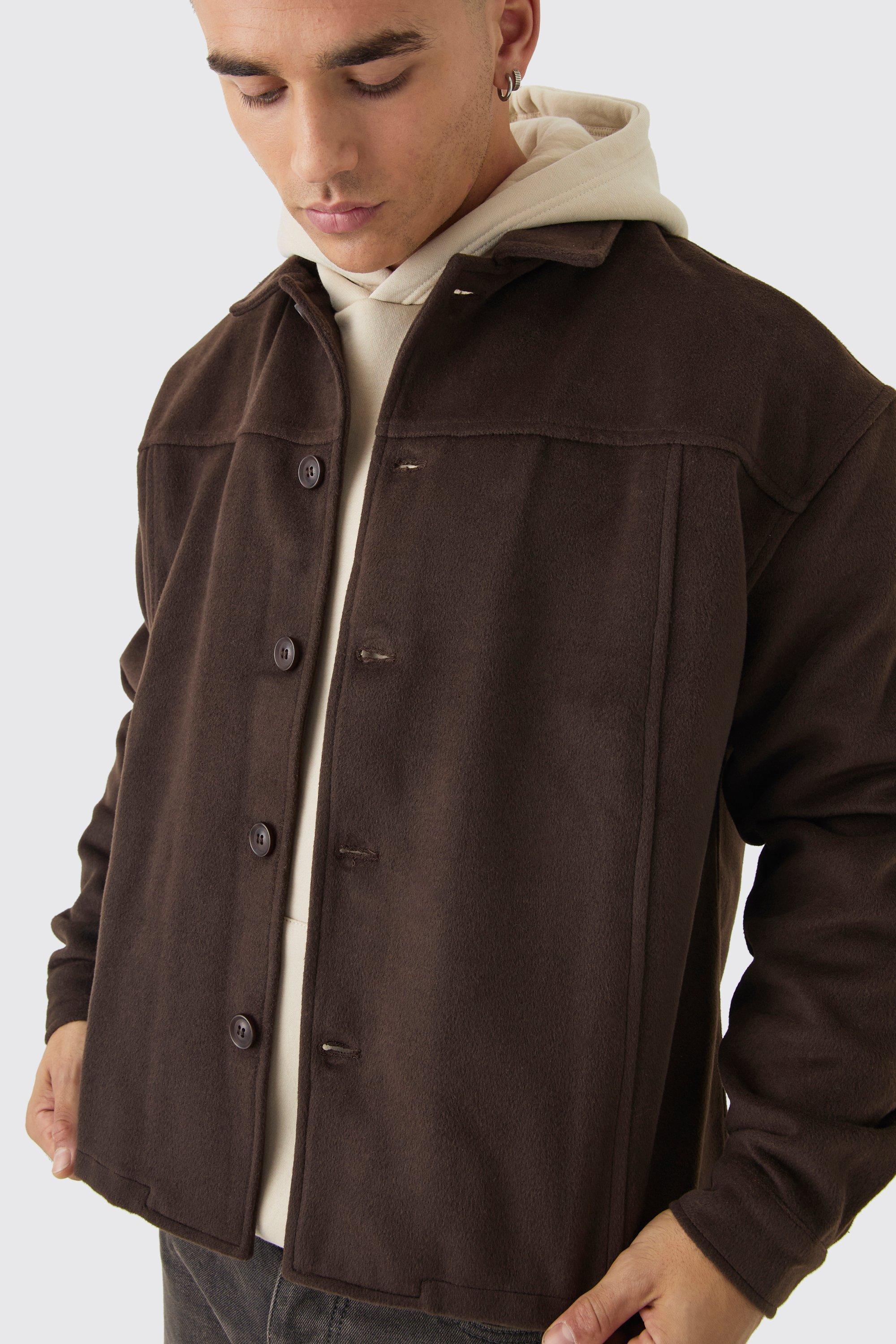 Heavyweight Brushed Overshirt | boohooMAN USA Product Image