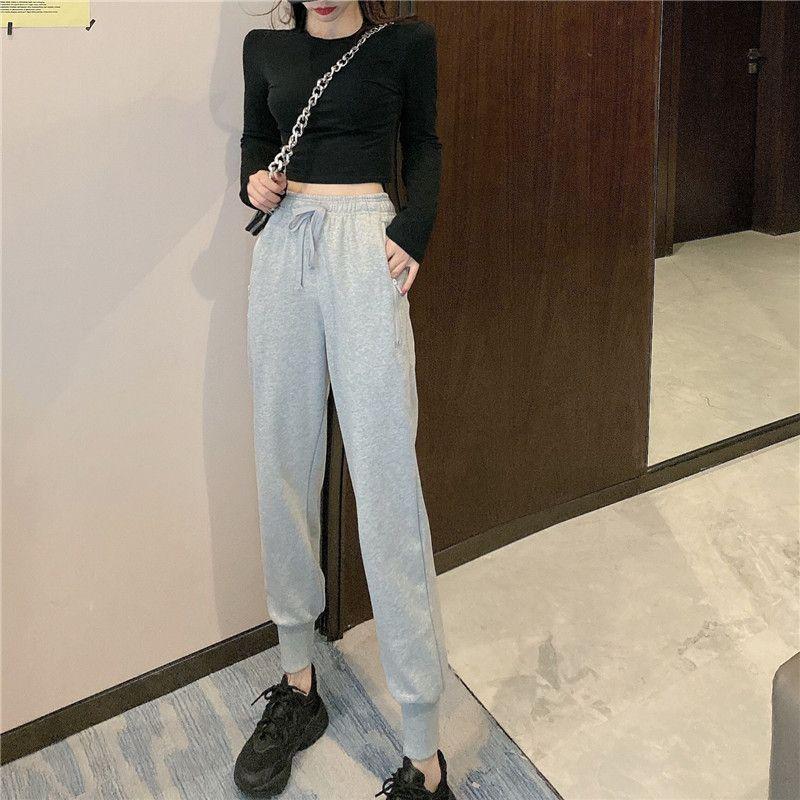 Long-Sleeve Plain T-Shirt / Drawstring Sweatpants Product Image