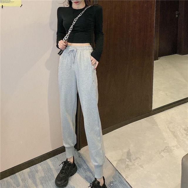 Long-Sleeve Plain T-Shirt / Drawstring Sweatpants Product Image