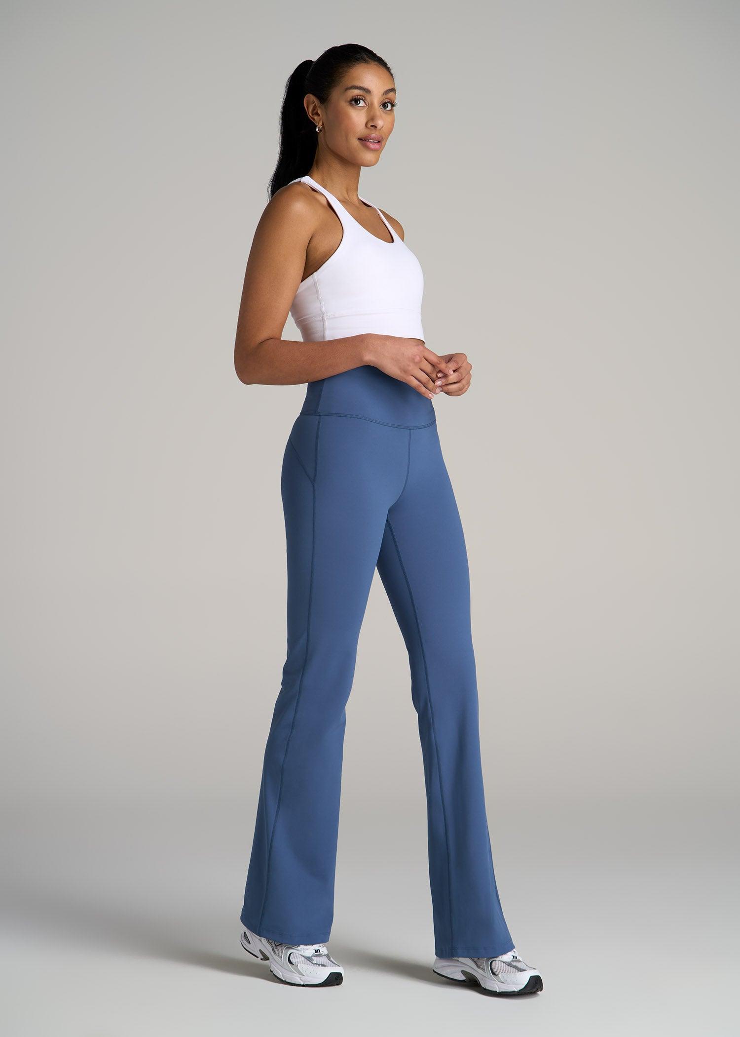 AT Balance Open-Bottom Women's Tall Yoga Pants in Steel Blue Female Product Image