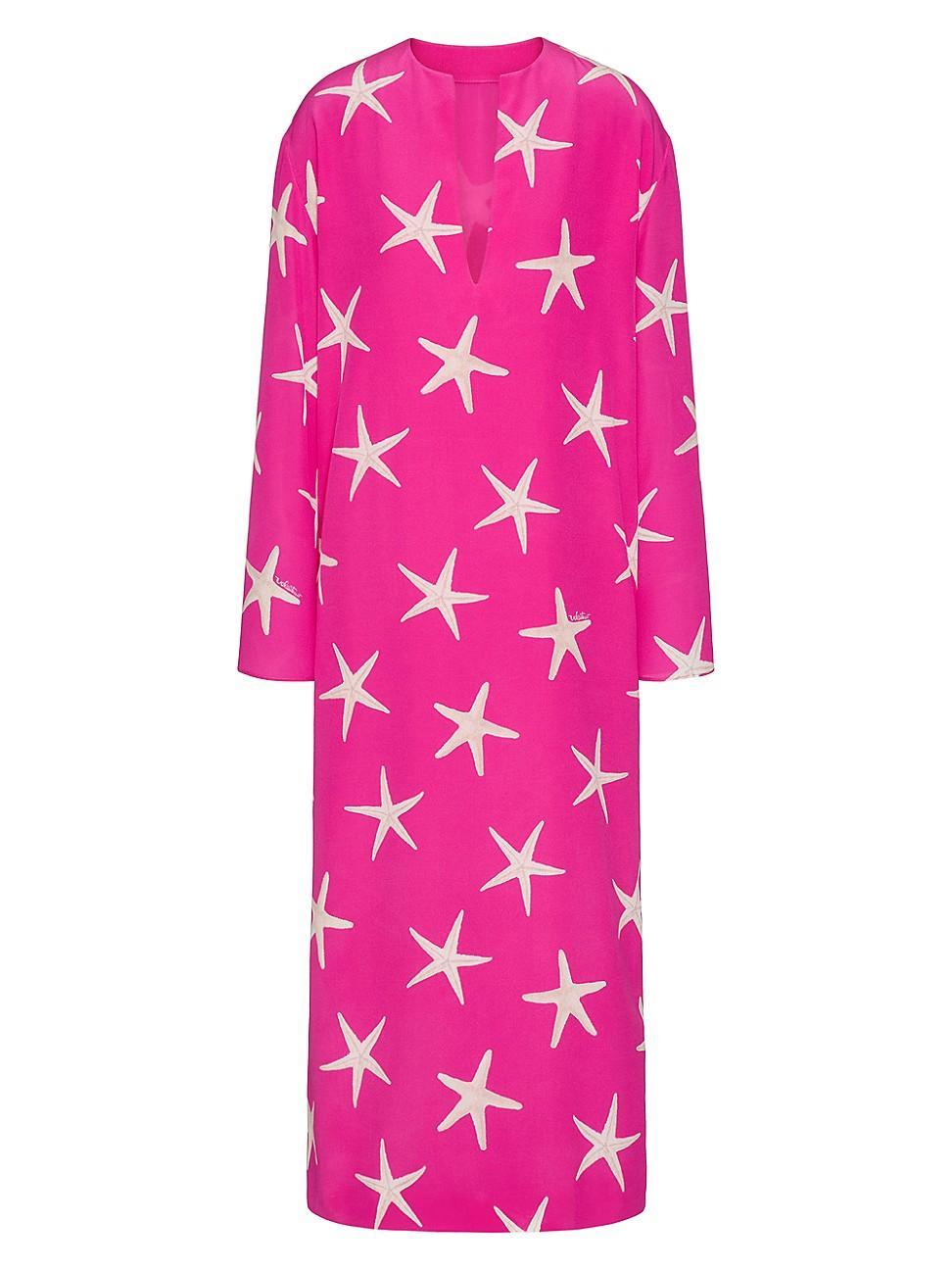 Womens Crepe De Chine Starfish Midi Dress Product Image