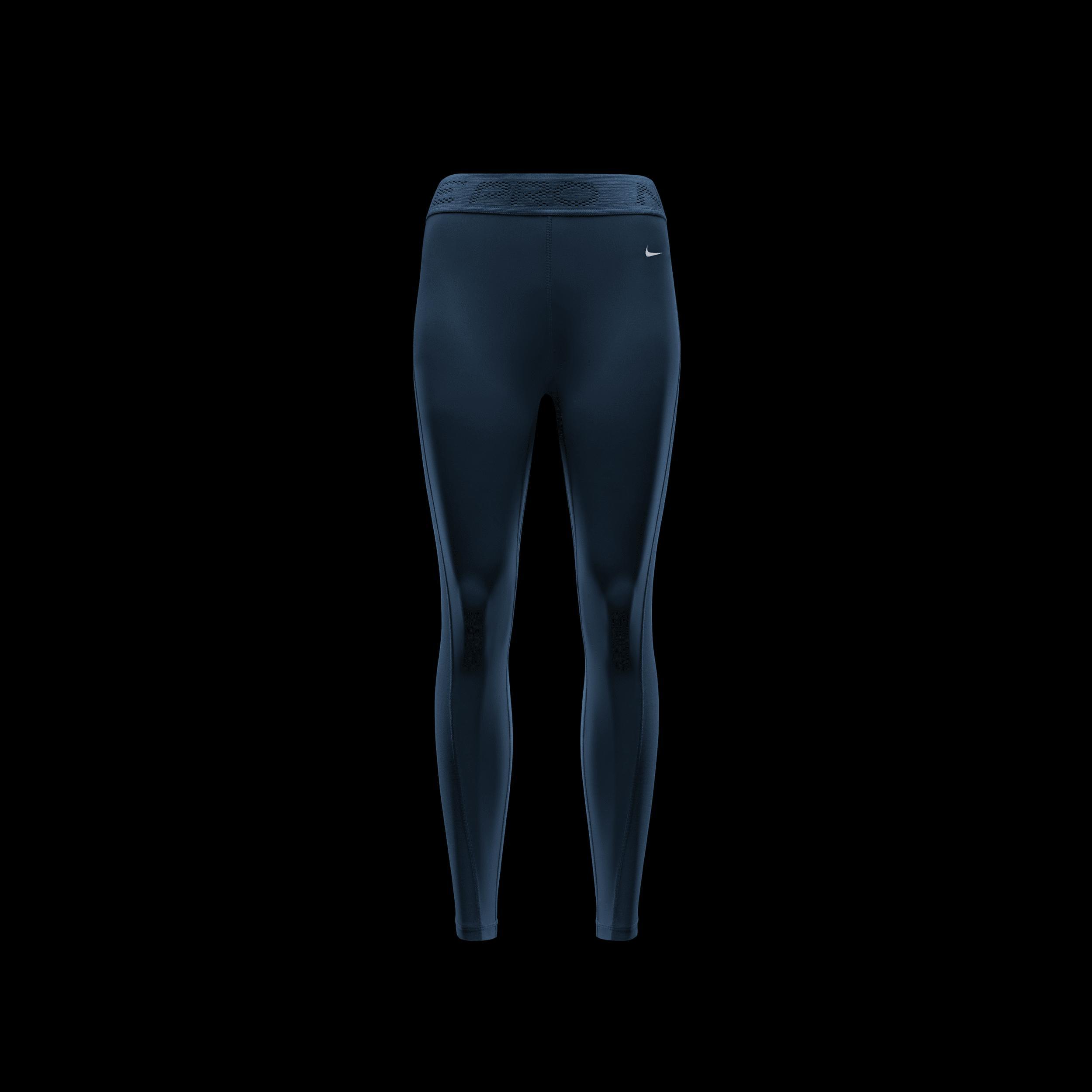 Nike Womens Nike Pro Medium Rise 7/8 Mesh DF Tight - Womens Armory Navy/White Product Image