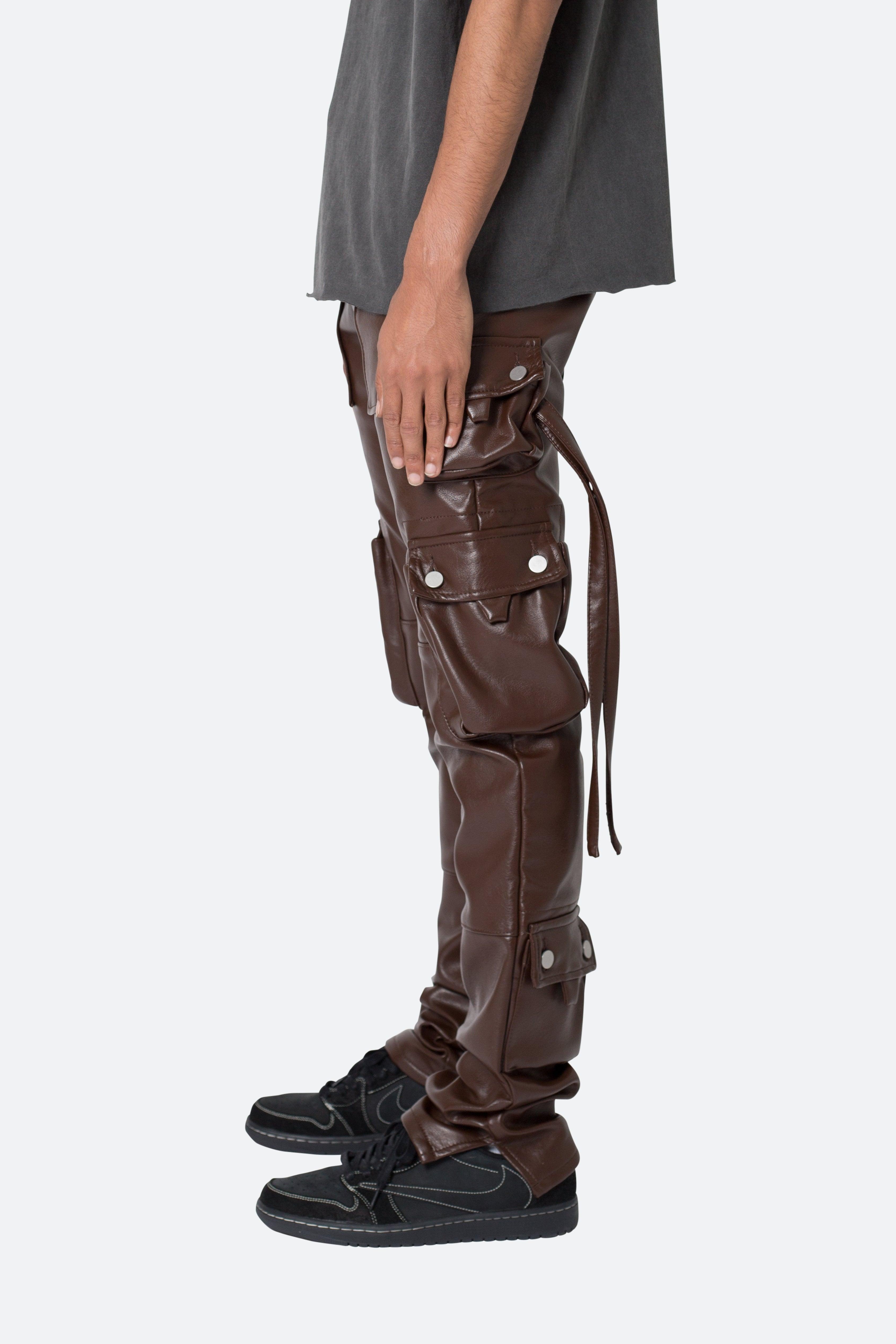 D152 Leather Cargo Pants - Brown Product Image