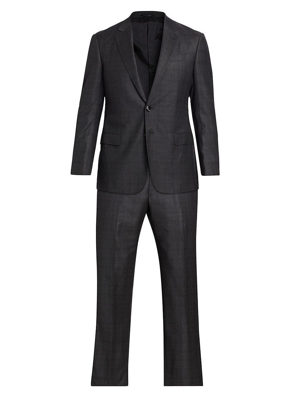 Mens Windowpane Check Wool Suit Product Image