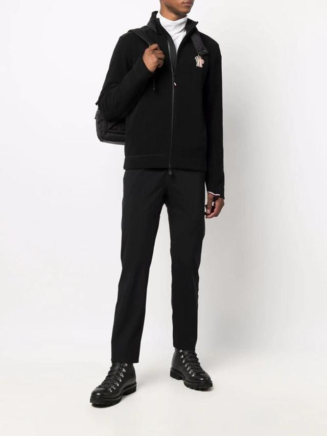 Padded Panel-detail Fleece Zip Jacket In Black Product Image