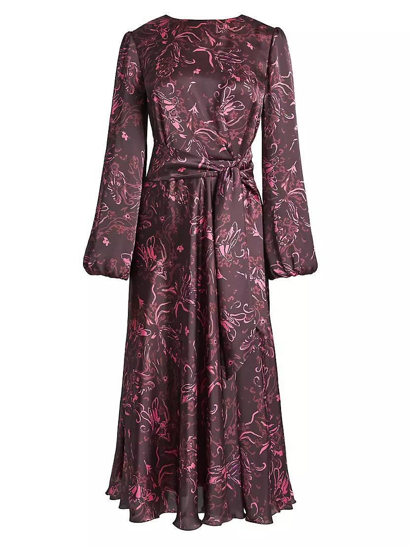 Floral Charmeuse Fit & Flare Midi-Dress Product Image