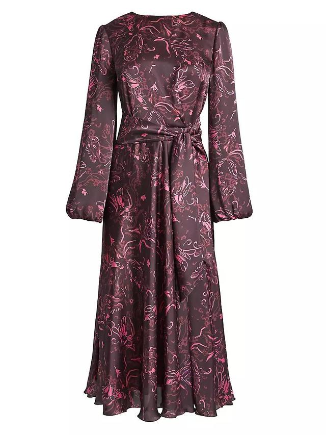 Floral Charmeuse Fit & Flare Midi-Dress Product Image