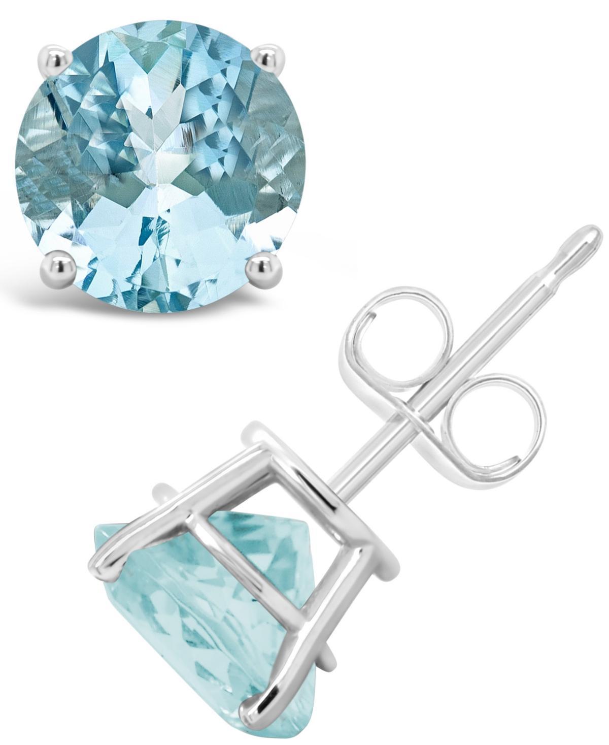 Celebration Gems Sterling Silver Aquamarine Stud Earrings, Womens, Blue Product Image