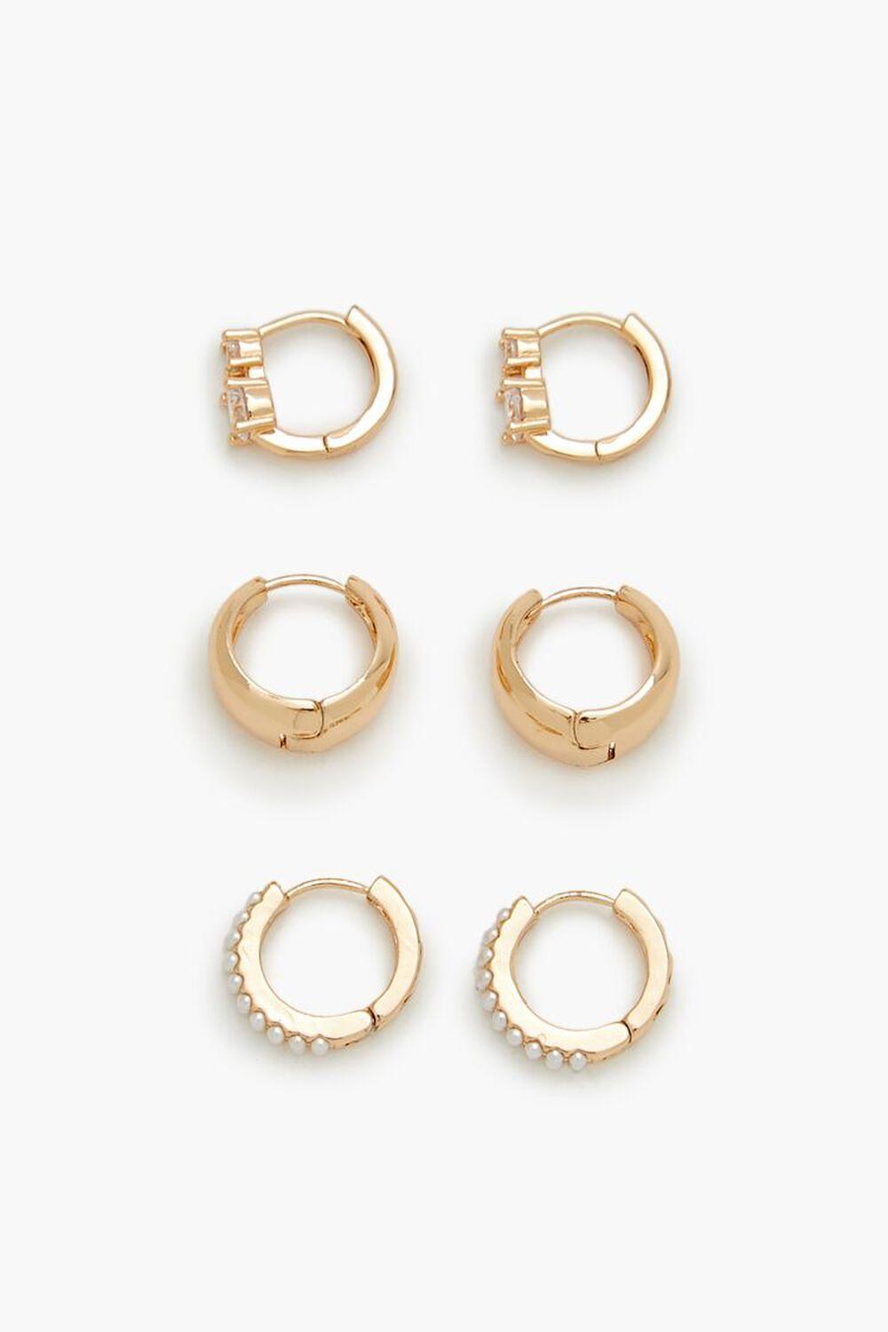 Faux Gem Huggie Hoop Earring Set | Forever 21 Product Image