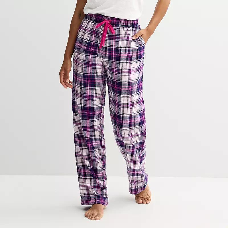 Womens Sonoma Goods For Life Flannel Pajama Pants Purple Black Plaid Product Image