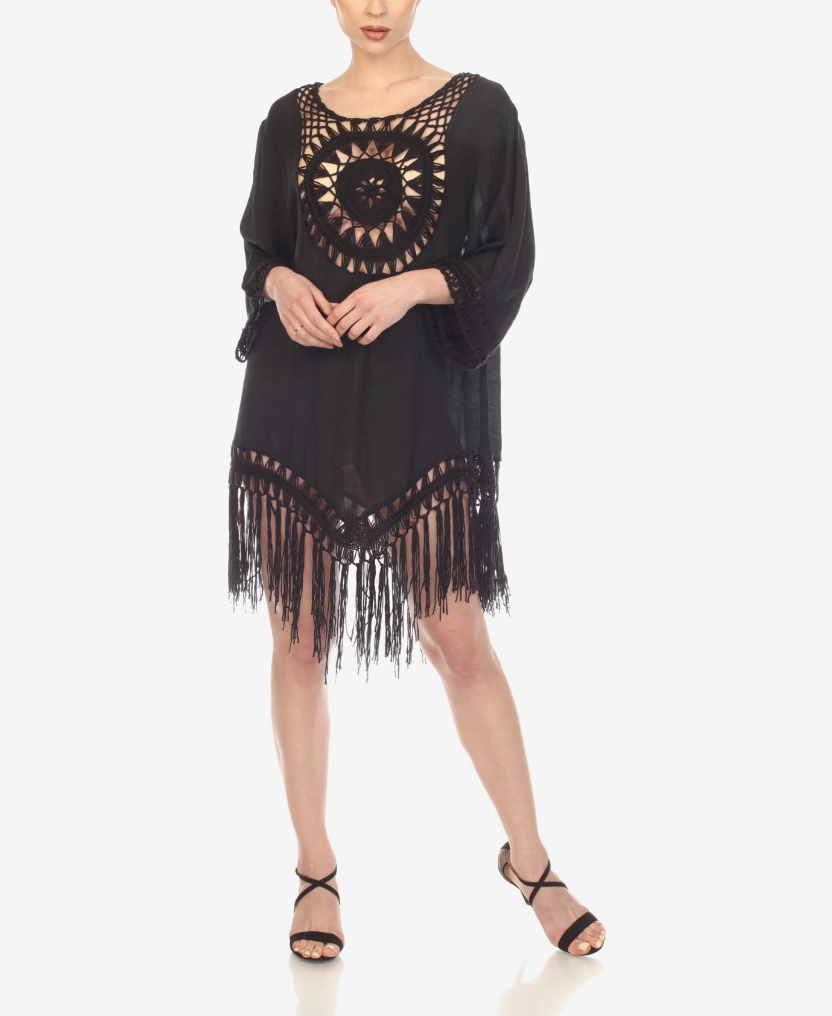 Womens White Mark Fringe-Trim Crochet Swim Cover Up Product Image