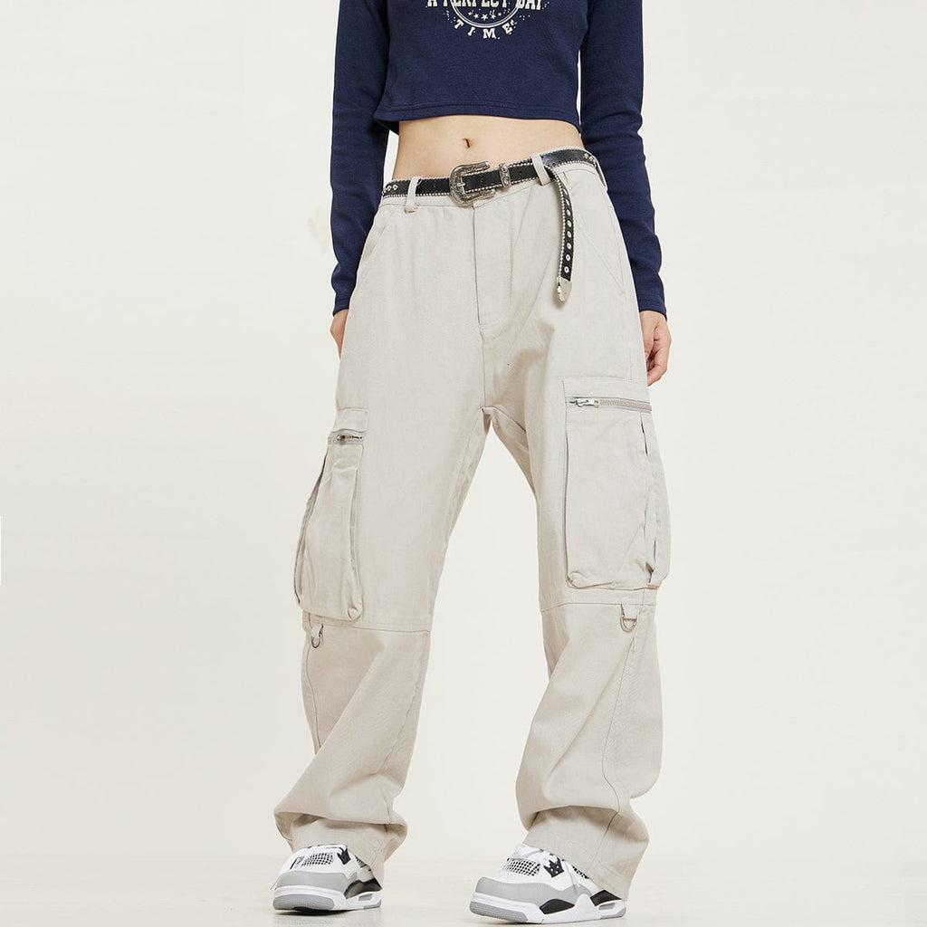 RTK (W) No. 1222 CREAM MULTI-POCKET STRAIGHT WIDE PANTS Product Image