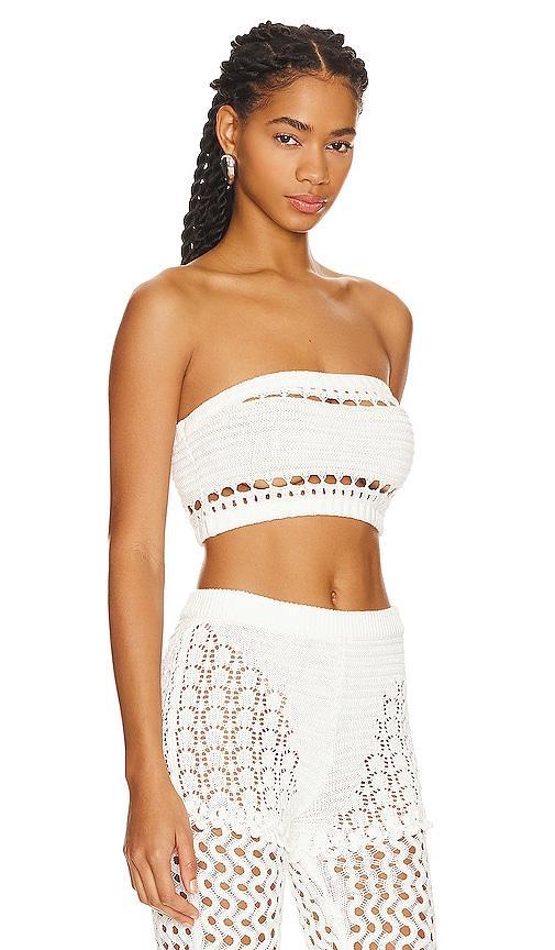 retrofete Luiz Strapless Top in Ivory And Gold in Ivory. - size M (also in L, XL) Product Image