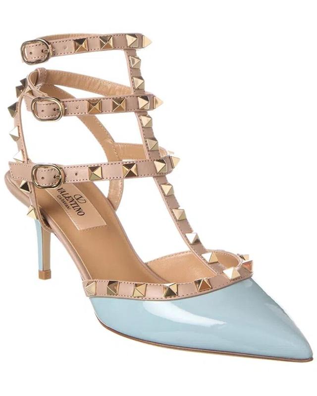 Rockstud Caged 65 Patent Ankle Strap Pump In Blue Product Image