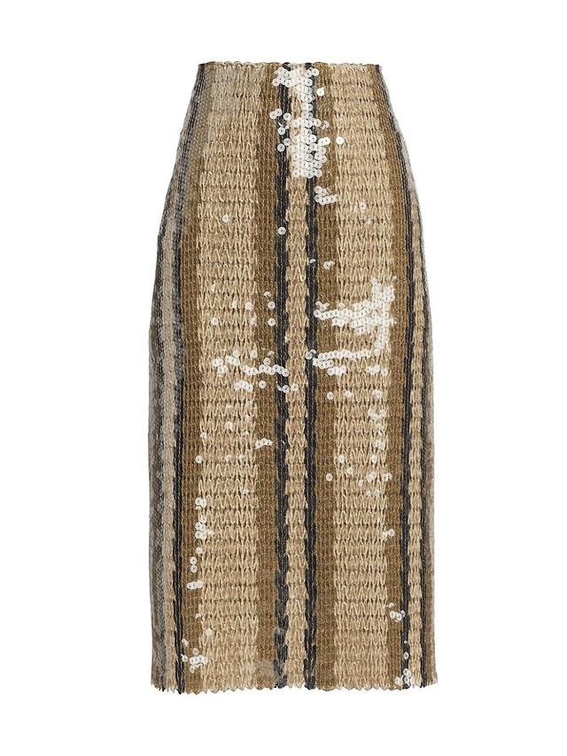 Womens Striped Sequined Midi-Skirt Product Image