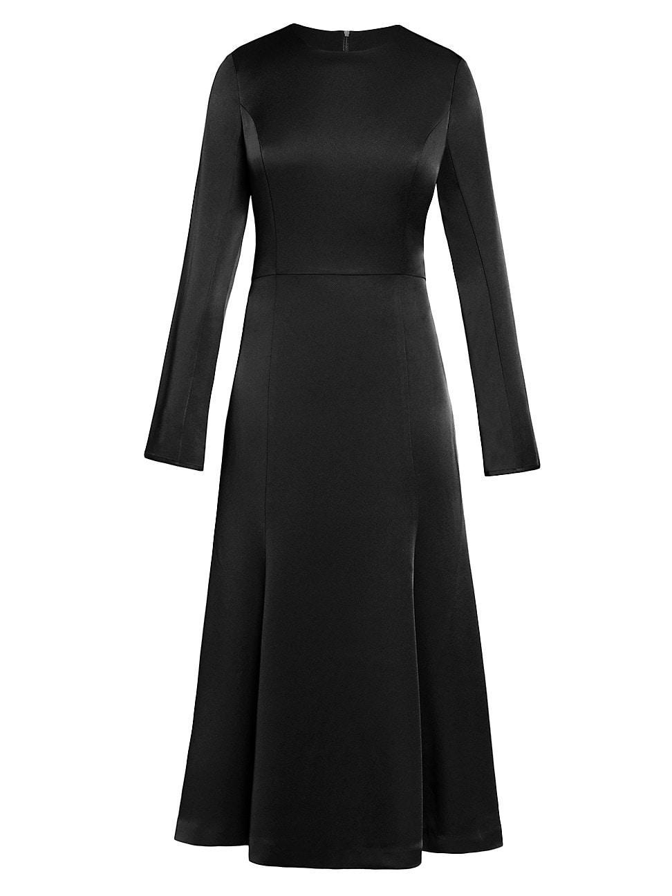 Womens Crepe Open-Back Fit & Flare Midi-Dress Product Image