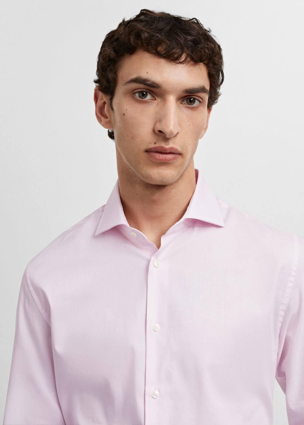 Mango Mens Micro-Stripe Twill Dress Shirt Product Image