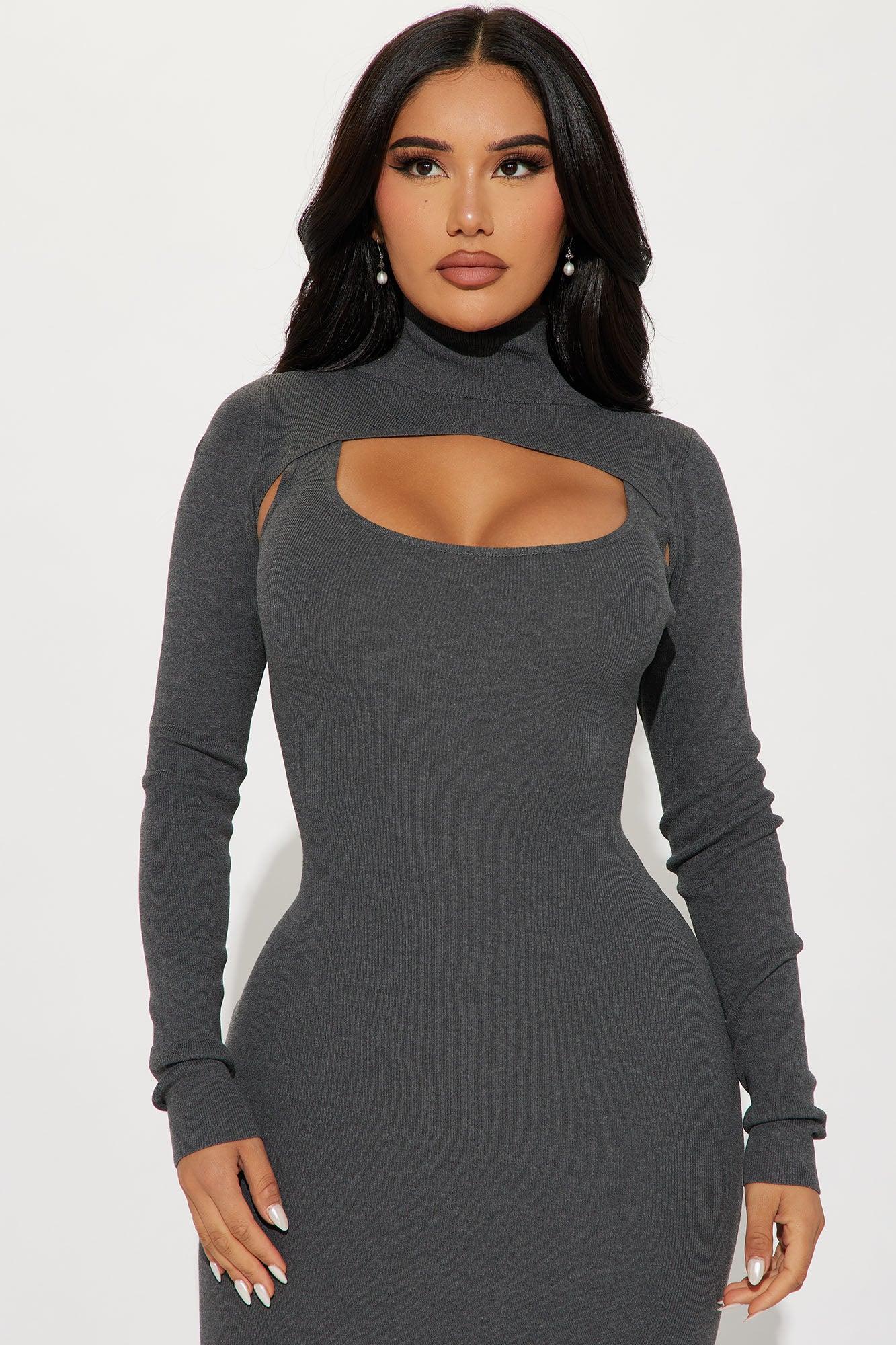 Allison Sweater Maxi Dress - Charcoal Product Image