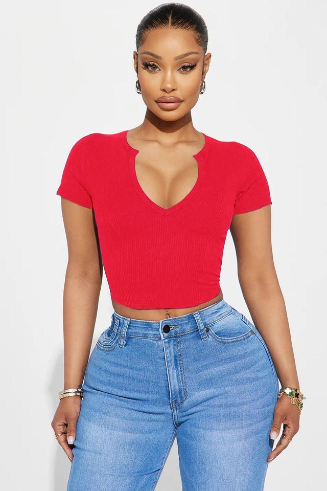 Valentina Plunge Crop Top - Red Product Image