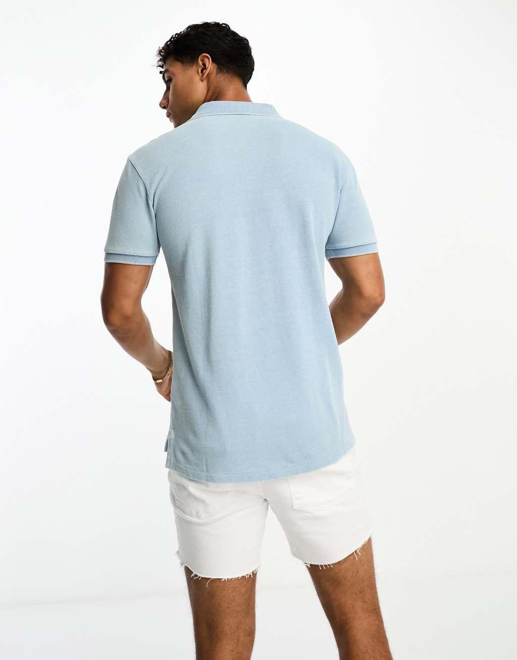 Polo Ralph Lauren icon logo pique polo slim fit in light blue Product Image