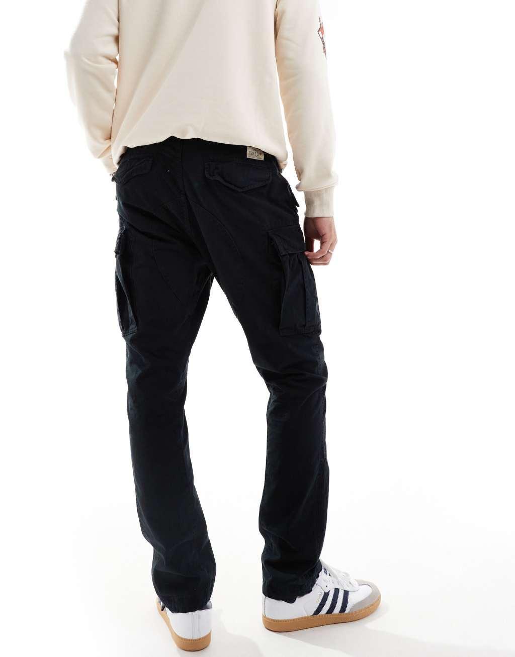 Polo Ralph Lauren slub canvas slim fit cargo pants in black Product Image