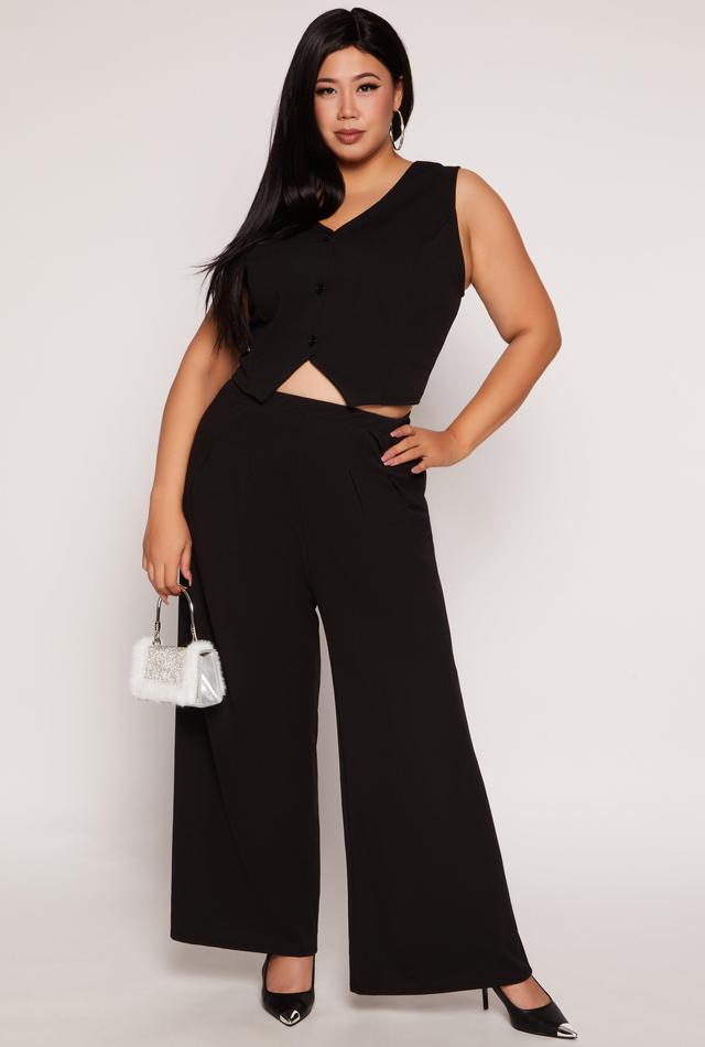 Womens Plus Size High Waist Wide Leg Dress Pants Product Image