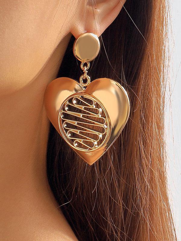 Heart Shape Hollow Drop Earrings Product Image