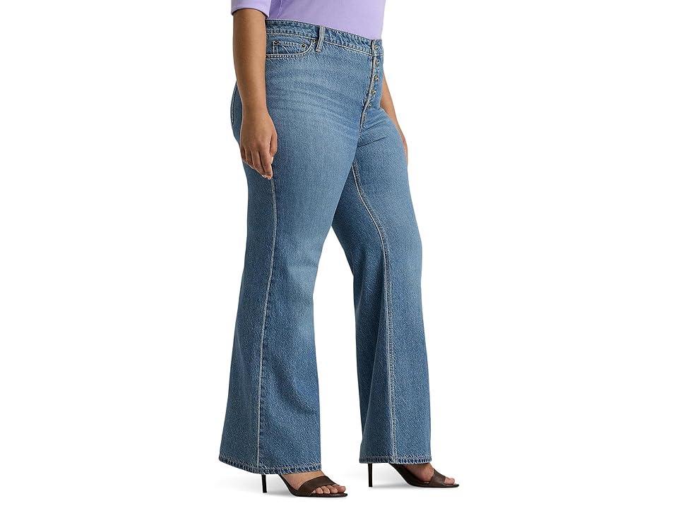 LAUREN Ralph Lauren Plus-Size High-Rise Flare Jean (Mirabeau Wash) Women's Jeans Product Image