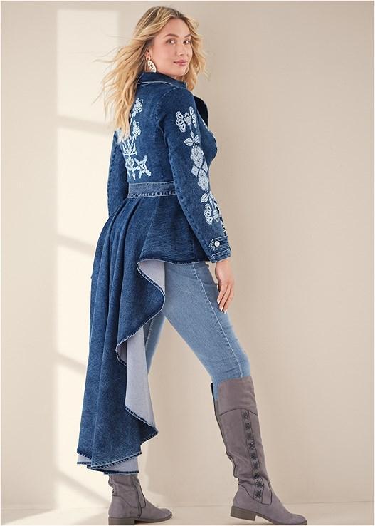 High-Low Denim Trench Coat Product Image