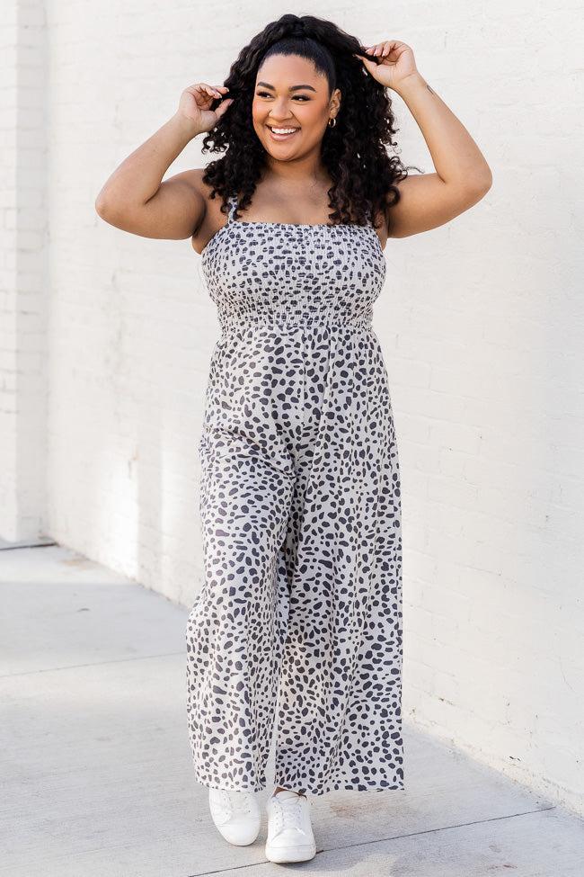 Happiest With You Leopard Print Smocked Jumpsuit FINAL SALE Product Image