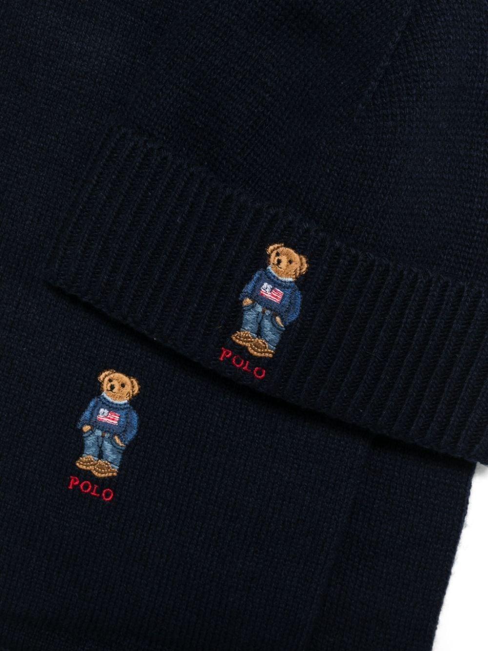 POLO RALPH LAUREN Polo Bear-motif Scarf Set In Blue Product Image