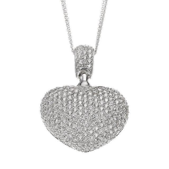 Sophie Miller Cubic Zirconia Sterling Silver Openwork Heart Pendant Necklace, Womens White Product Image